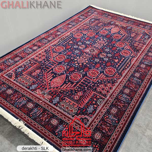 فرش طرح درختی آوانگارد سرمه‌ای SLK