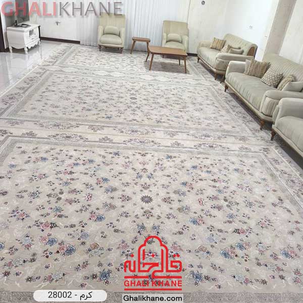 فرش زمرد مشهد 700 شانه رنگ زمینه کرم کد 28002