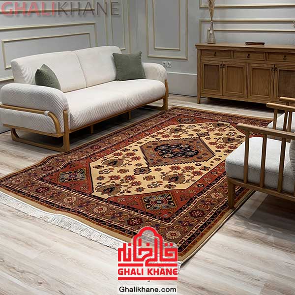 گلیم فرش طرح سنتی کرم 