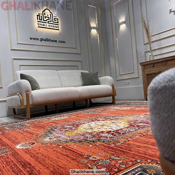 فرش 700 شانه طرح سنتی نارنجی