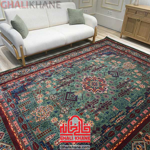 فرش تهران چهارباغ سبز پرتقالی  
