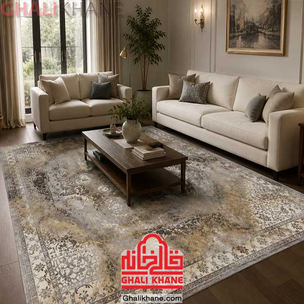  فرش ساوین کد 4116 نقره ای