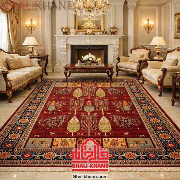 فرش کویر یزد طرح درخت زندگی