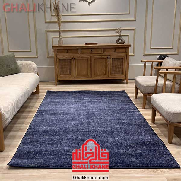 فرش آبی تک رنگ کویر یزد