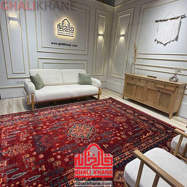 فرش تهران چهارباغ لاکی پرتقالی آوانگارد 