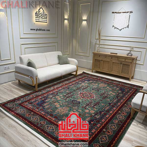 فرش تهران آوانگارد چهارباغ سبز پرتقالی  