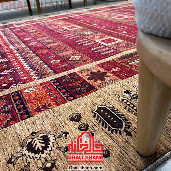 طرح درختی فرش هیوا رنگ بژ