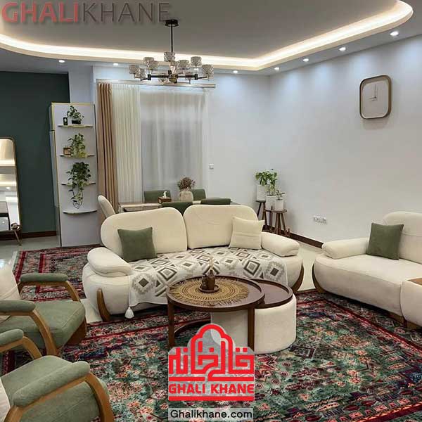 فرش تهران چهار باغ سبز پرتقالی