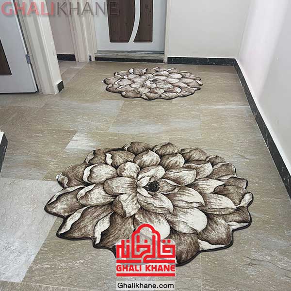  فرش سه بعدی طرح گل نیلوفر شکلاتی