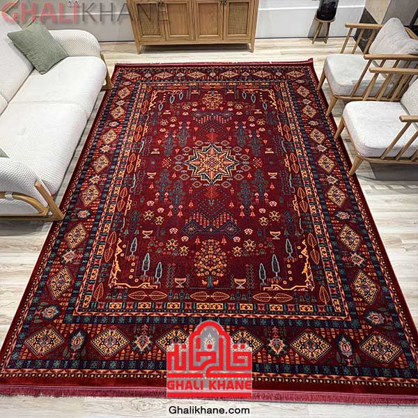 فرش آوانگارد چهارباغ لاکی پرتقالی  