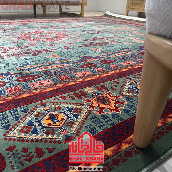 فرش تهران آوانگارد چهارباغ سبز پرتقالی  