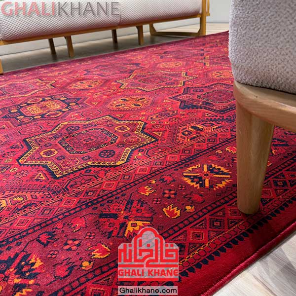 طرح 233 فرش هیوا رنگ لاکی