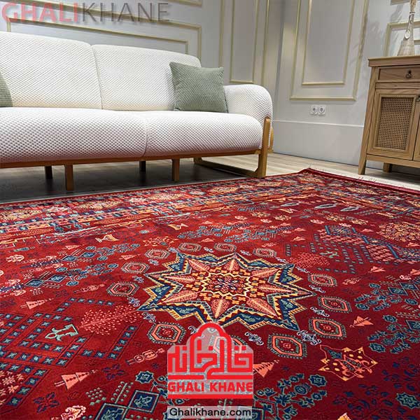 فرش تهران چهارباغ لاکی پرتقالی  