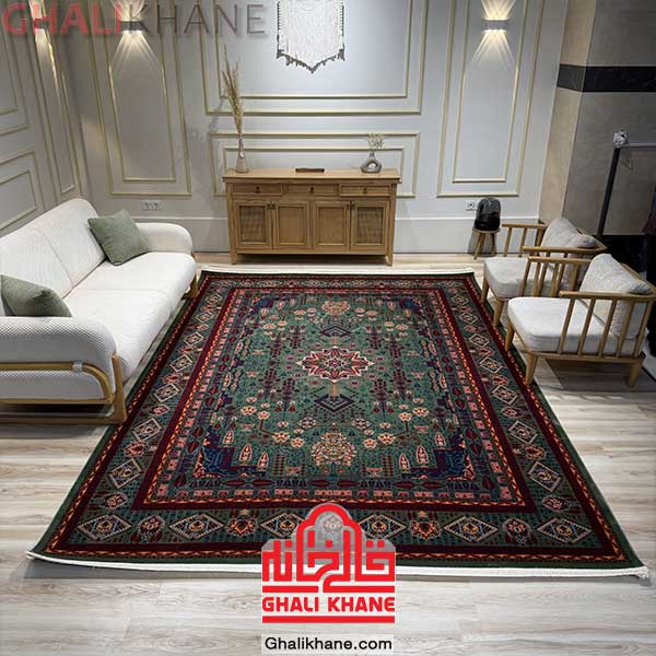 فرش چهارباغ سبز پرتقالی تهران