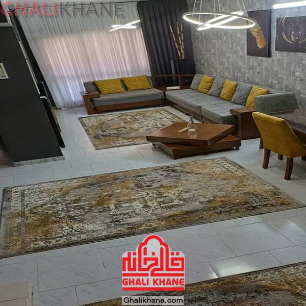 گلیم فرش ماشینی ساوین کد 4116 رنگ نقره ای