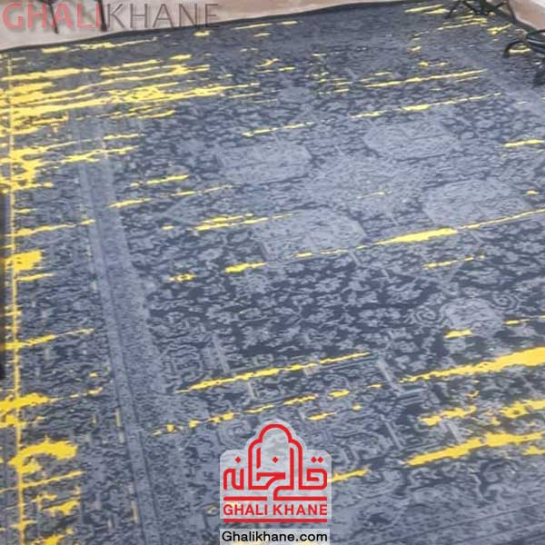  فرش ماشینی وینتیج طرح پتینه کد 2013 زرد