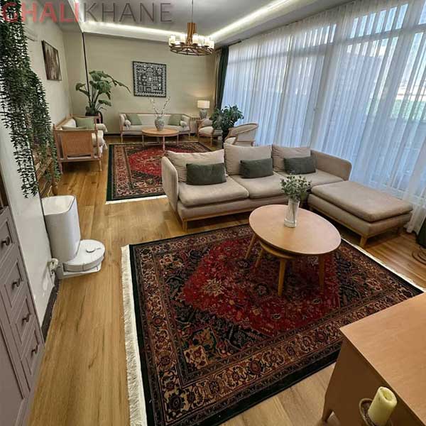 فرش طرح هریس سبز برند هیوا