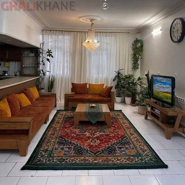 فرش طرح هریس سبز برند هیوا