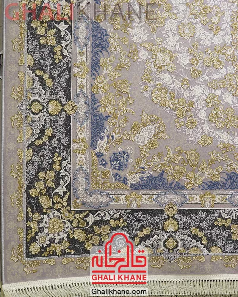 فرش ماشینی تهران طرح درنا طلاکوب فیلی طلایی