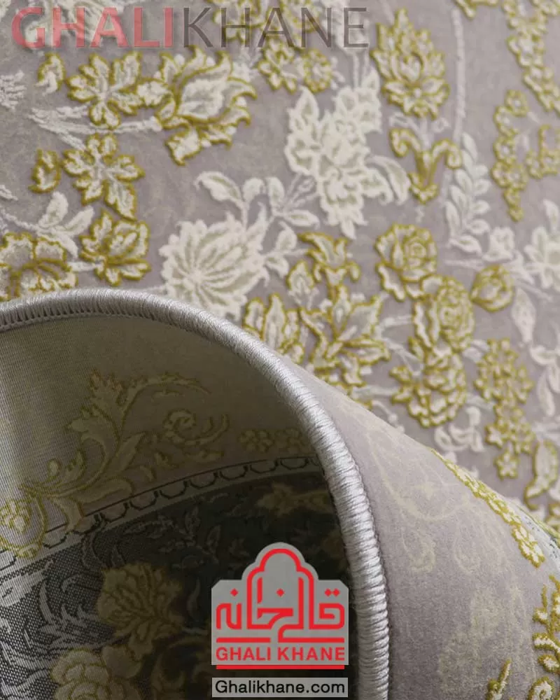 فرش تهران 1200 شانه طرح درنا طلاکوب فیلی طلایی