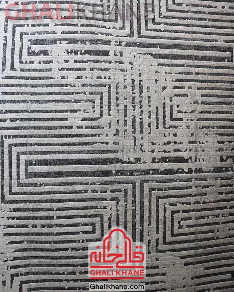 فرش ماشینی طرح نئو کد 3023 زمینه طوسی