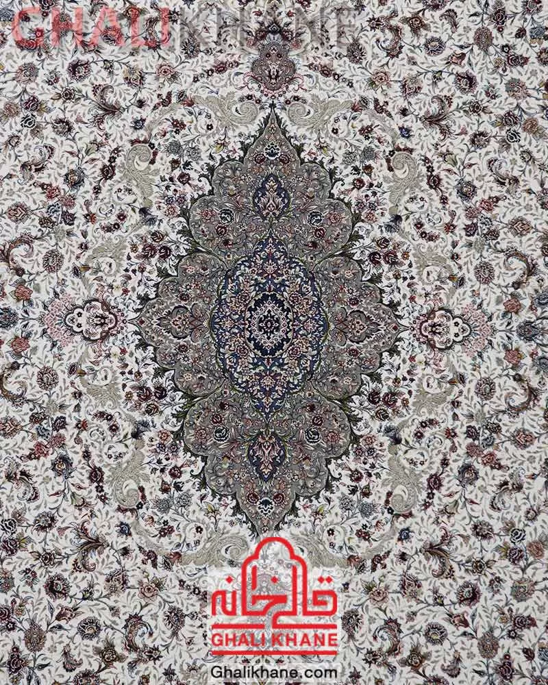 فرش زمرد مشهد 1500 شانه کد 57001 کرم الماسی