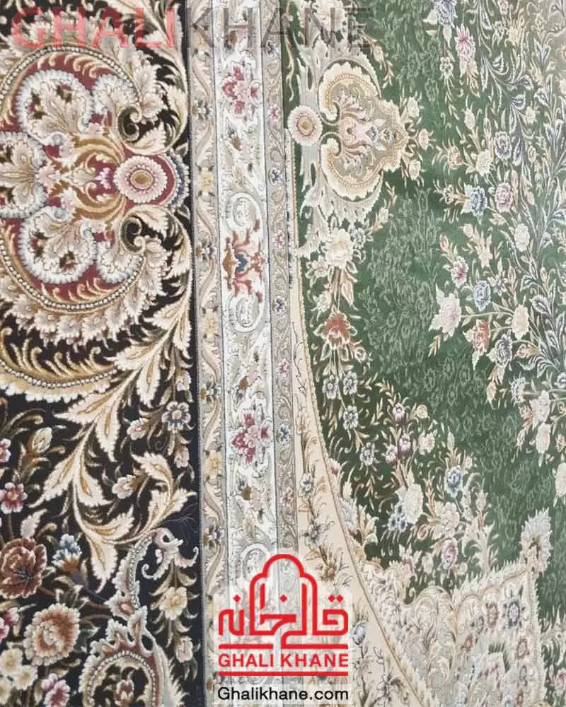 فرش مشهد 1500 شانه کد 814002 سبز