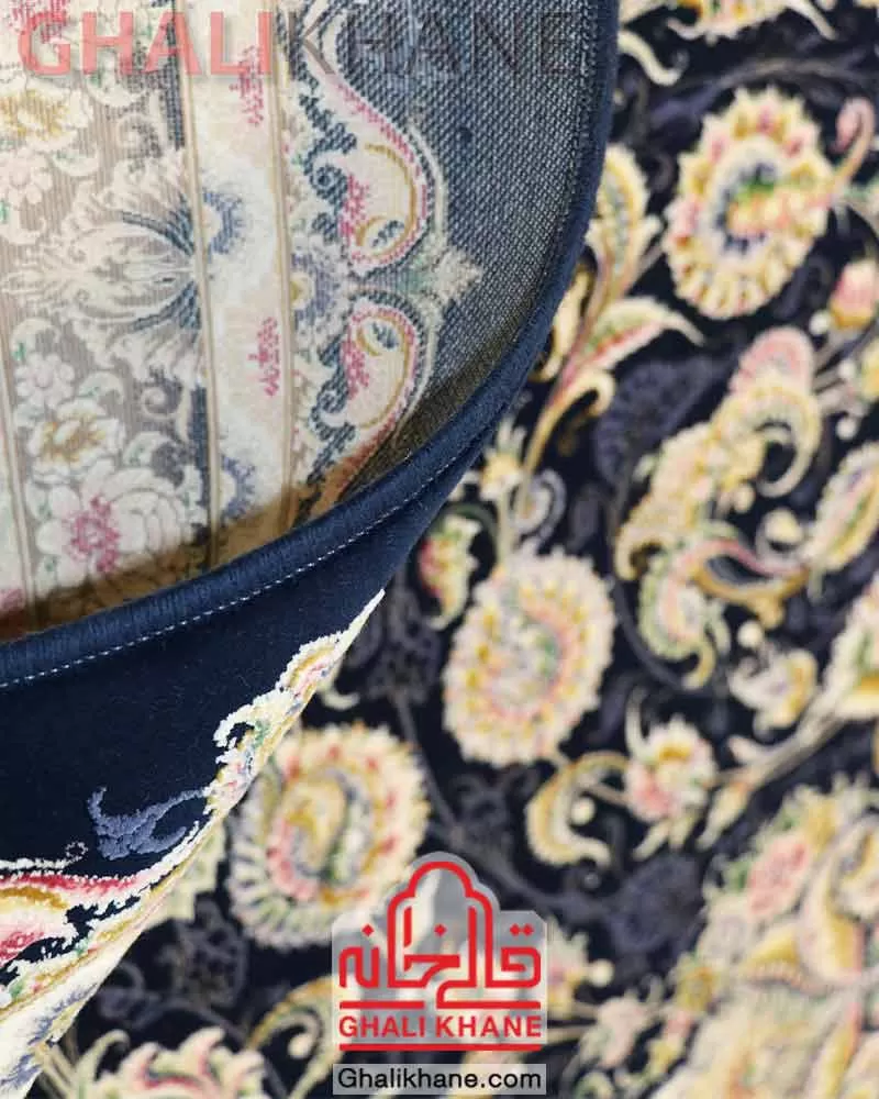 فرش مشهد 1500 شانه کد 814007 کاربنی