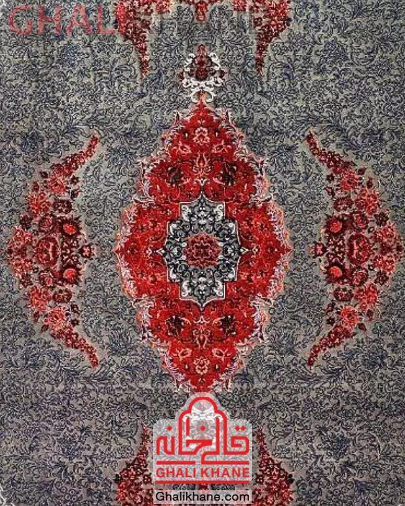 فرش تهران طرح کتیبه دودی لاکی مسی DLM