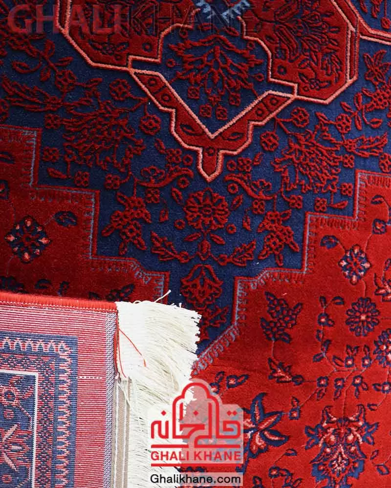 فرش تهران 1200 شانه طرح هریس درباری لاکی سرمه‌ای کاربنی