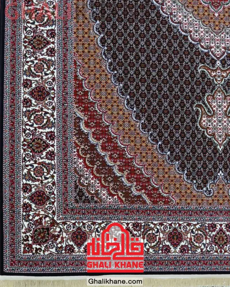 فرش سهند کلکسیون بوستان طرح ریزماهی کد 121/VDVA سرمه‌ای