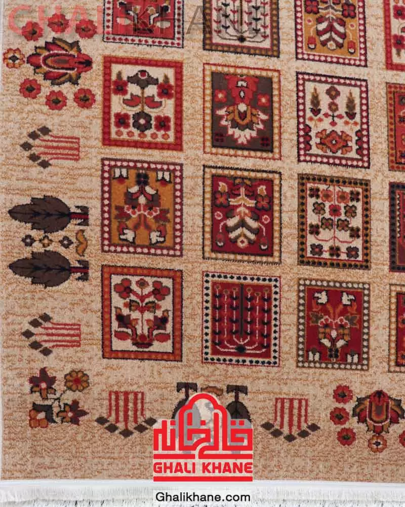 گلیم فرش سهند کلکسیون جیران کد 817 زمینه کرم