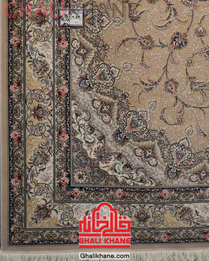 فرش ستاره کویر یزد کلکسیون عالی قاپو 1000 شانه کد HA-050-3012 کرم تیره