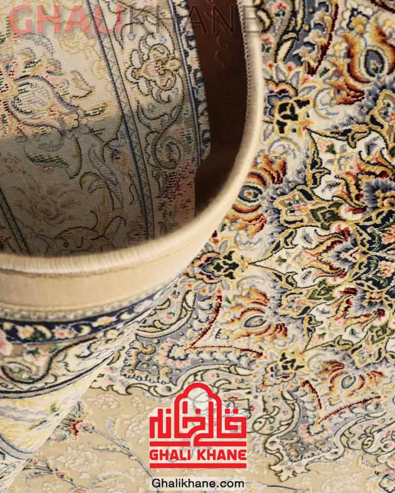 فرش ستاره کویر یزد کلکسیون عالی قاپو 1000 شانه کد HA-050-3012 کرم تیره