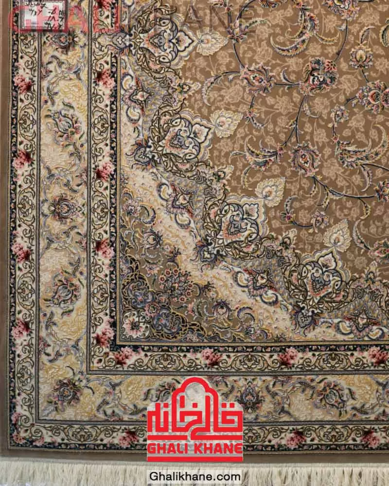 فرش ستاره کویر یزد کلکسیون عالی قاپو 1000 شانه کد HA-050-3081 کرم تیره