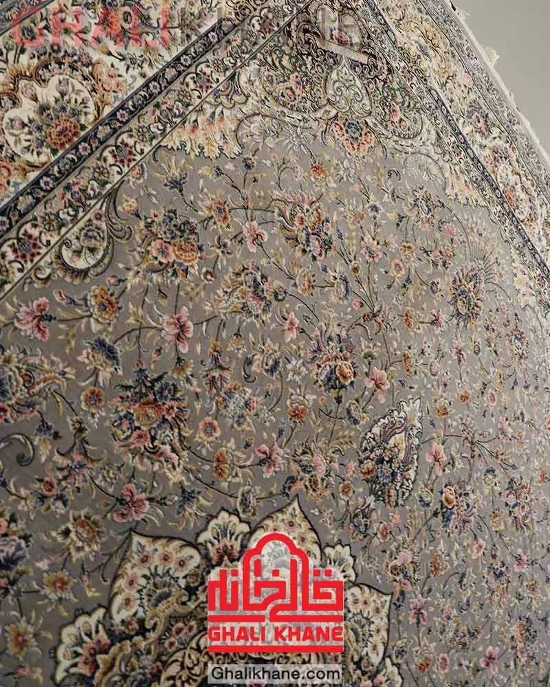 فرش ستاره کویر یزد کلکسیون عالی قاپو 1000 شانه کد HA-051-3032 طوسی