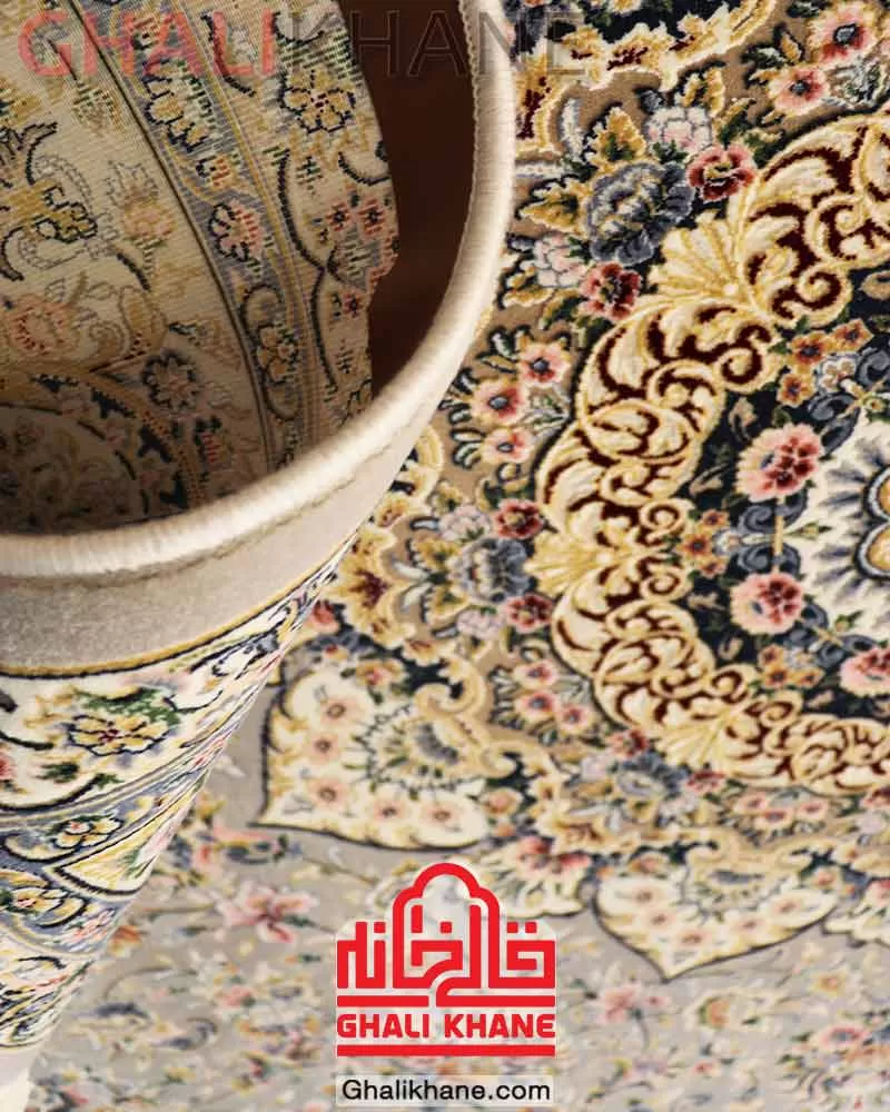 فرش ستاره کویر یزد کلکسیون عالی قاپو 1000 شانه کد HA-051-3032 طوسی