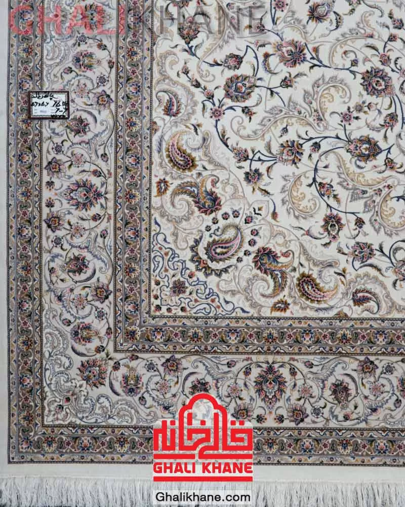 فرش ستاره کویر یزد کلکسیون عالی قاپو 1000 شانه کد HA-052-3002 کرم لایت