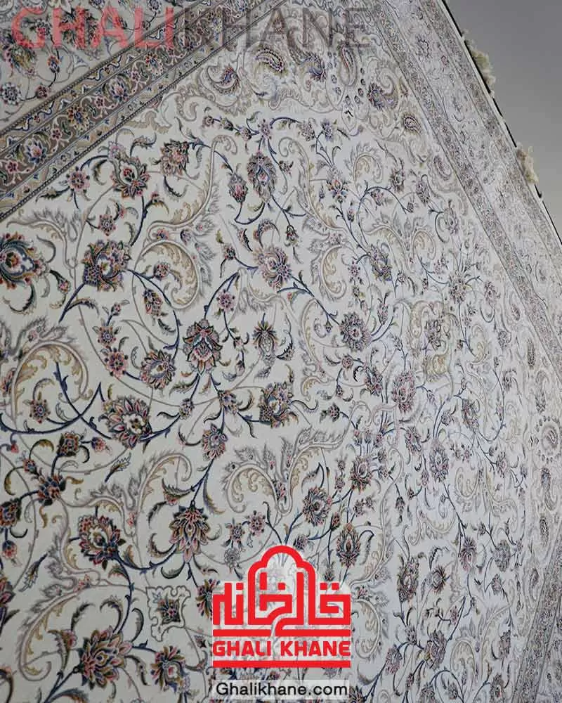 فرش ستاره کویر یزد کلکسیون عالی قاپو 1000 شانه کد HA-052-3002 کرم لایت