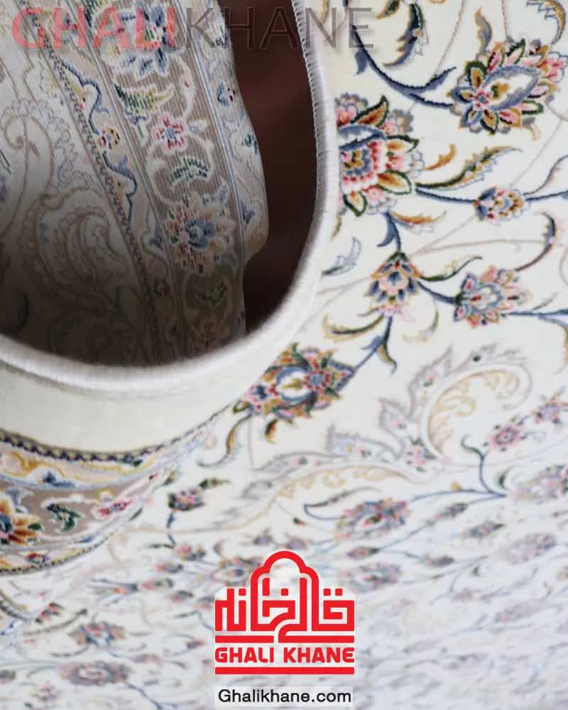فرش ستاره کویر یزد کلکسیون عالی قاپو 1000 شانه کد HA-052-3002 کرم لایت