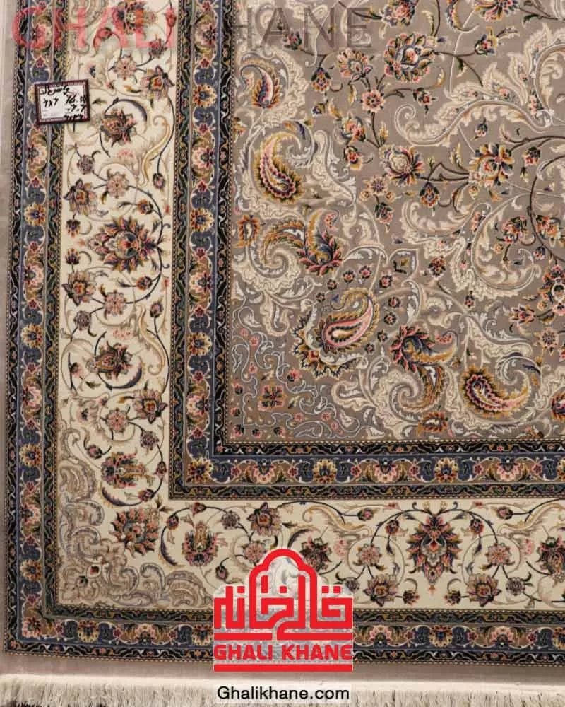 فرش ستاره کویر یزد کلکسیون عالی قاپو 1000 شانه کد HA-052-3030 طوسی