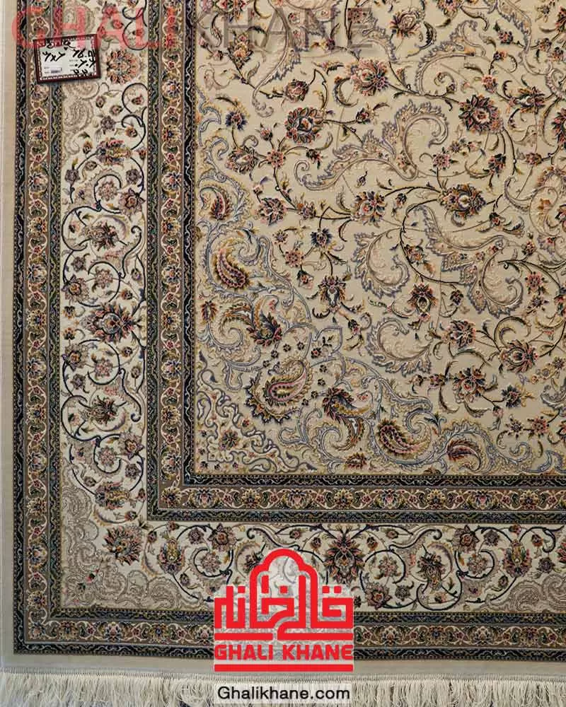 فرش ستاره کویر یزد کلکسیون عالی قاپو 1000 شانه کد HA-052-3032 کرم