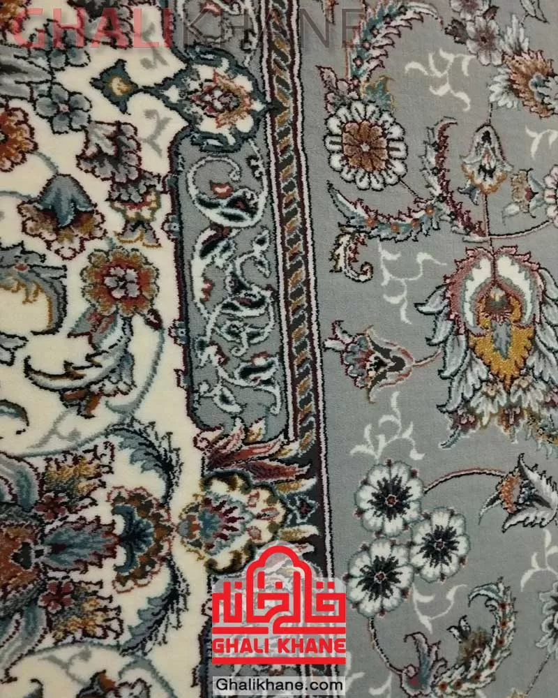 فرش ماشینی مشهد 700 شانه  رنگ زمینه طوسی کد 722147