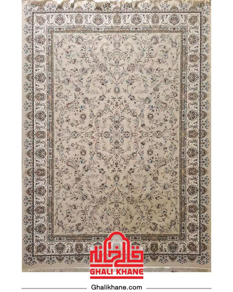 فرش نگین مشهد 1200 شانه کد 1248 بادامی