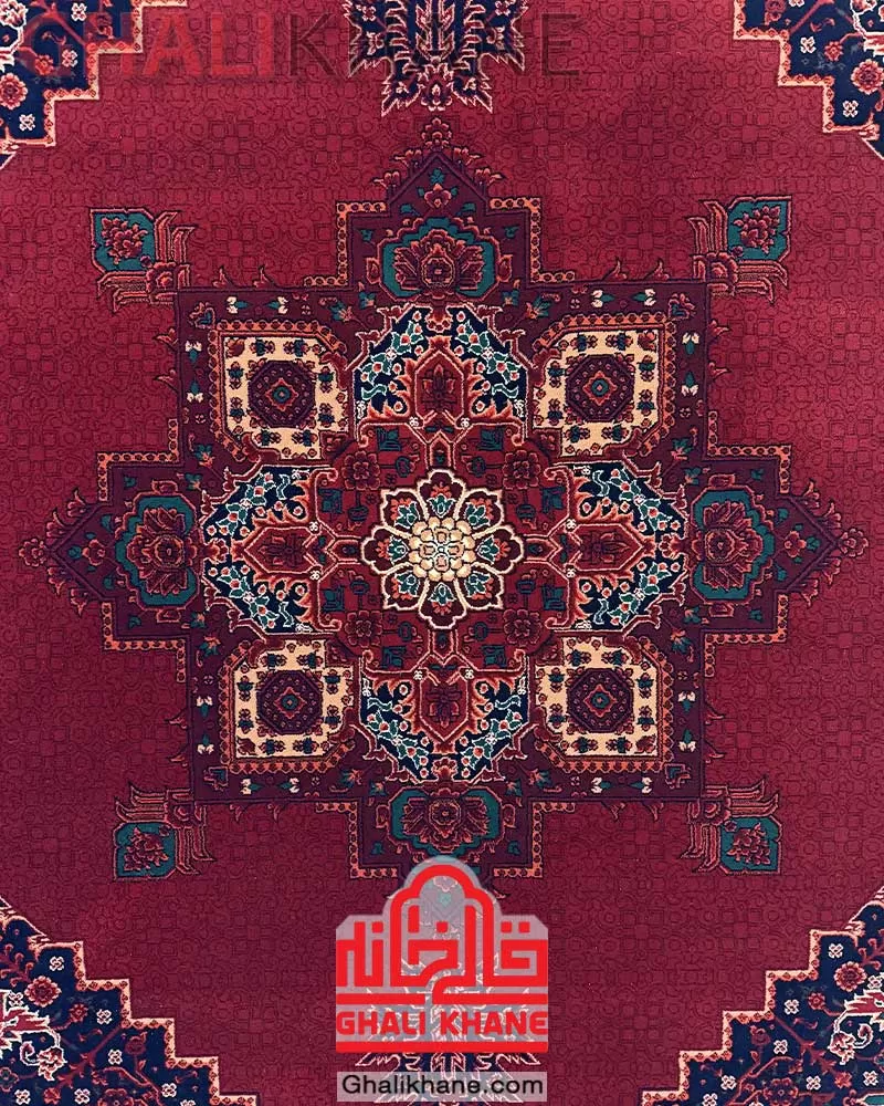 فرش مشهد رنگ زمینه لاکی کد 871340