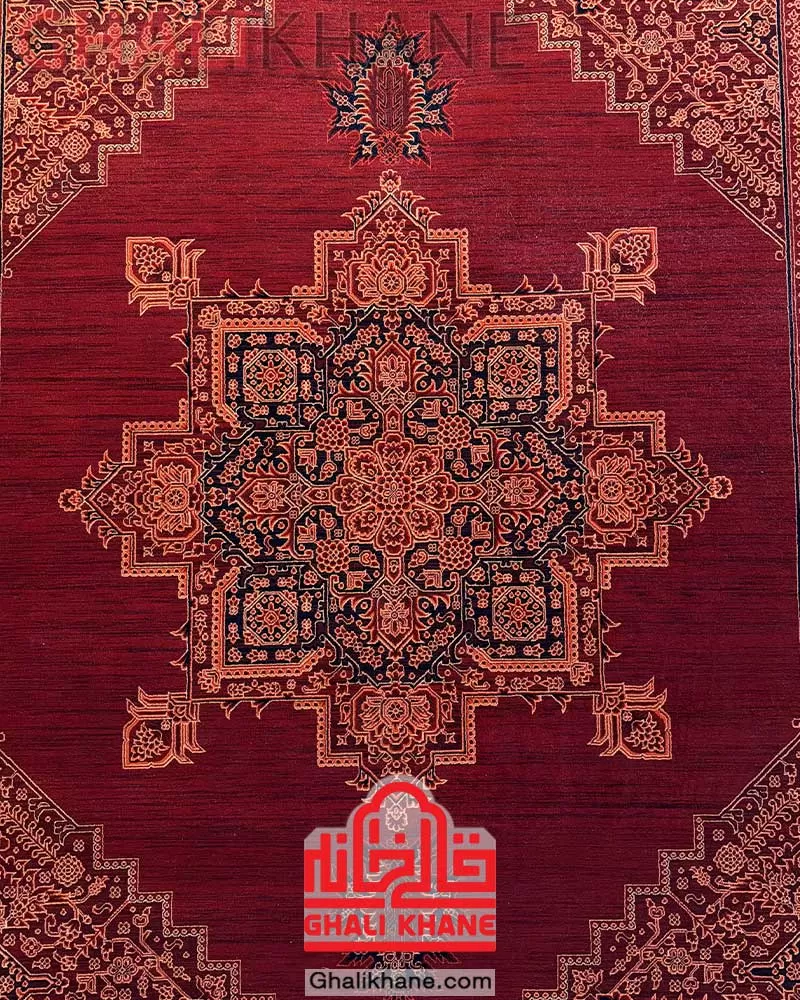 فرش مشهد رنگ زمینه لاکی کد 871340