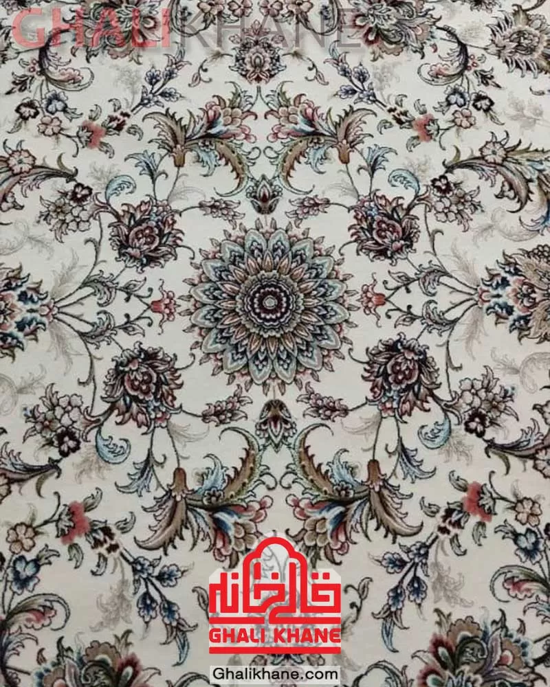 فرش زمرد مشهد 1500 شانه کد 46000 طرح افشان کرم