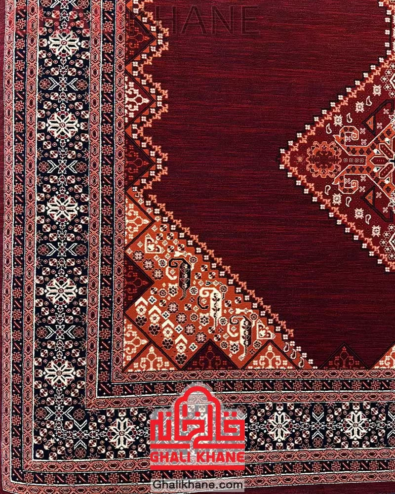 فرش مشهد 700 شانه رنگ زمینه لاکی کد 871359