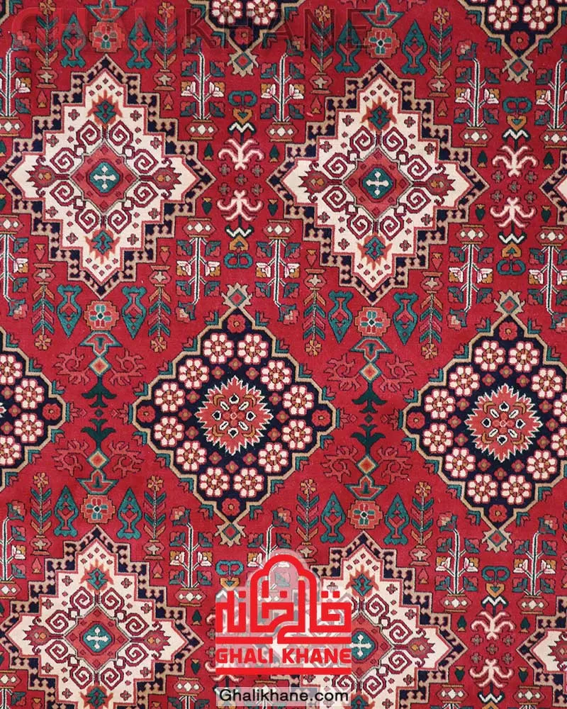 فرش هیوا 700 شانه طرح اناری رنگ‌ لاکی