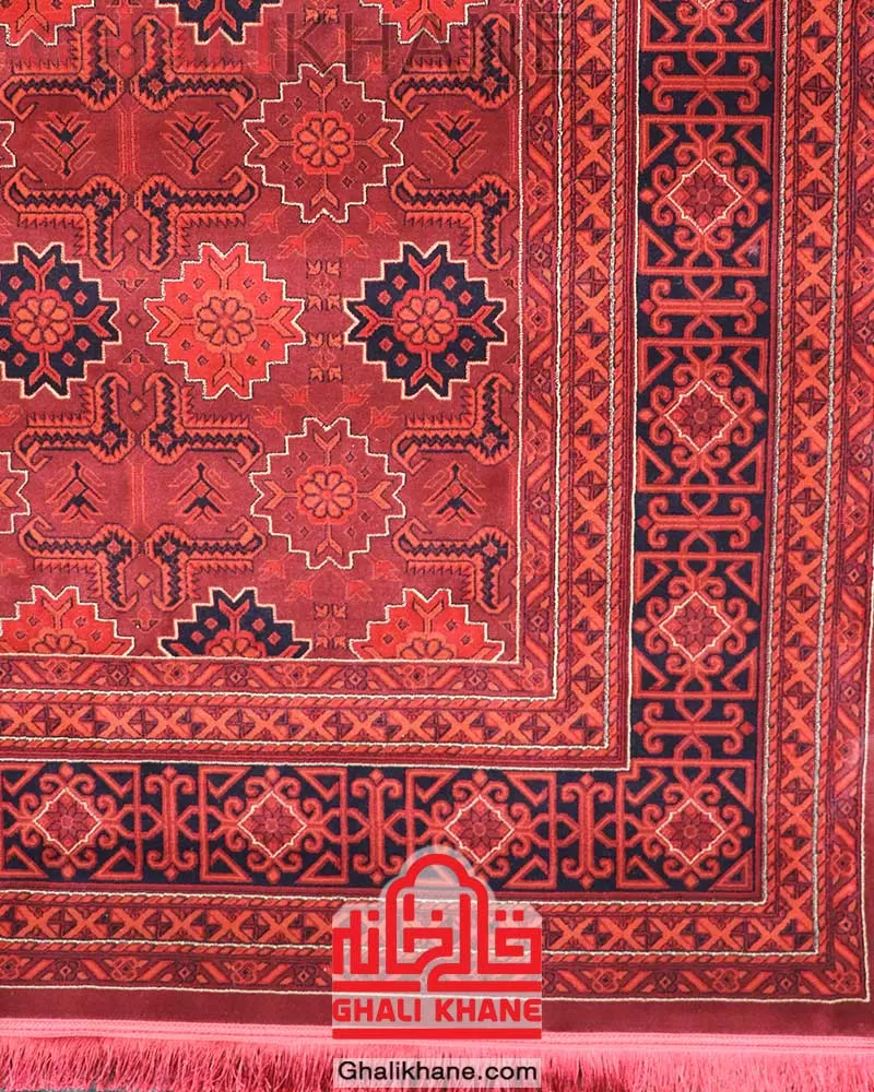 فرش هیوا 700 شانه طرح بلوچ رنگ‌ لاکی